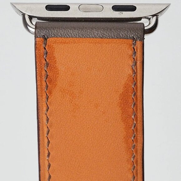 Hermes Beton/Etain Printed Leather 38mm Apple Watch Strap - Picture 6 of 7